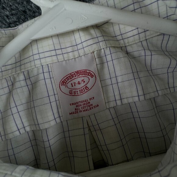 Brooks Brothers Green Purple Button Up Shirt Men Cotton 17 34/35 Traditional Fit - Picture 8 of 13